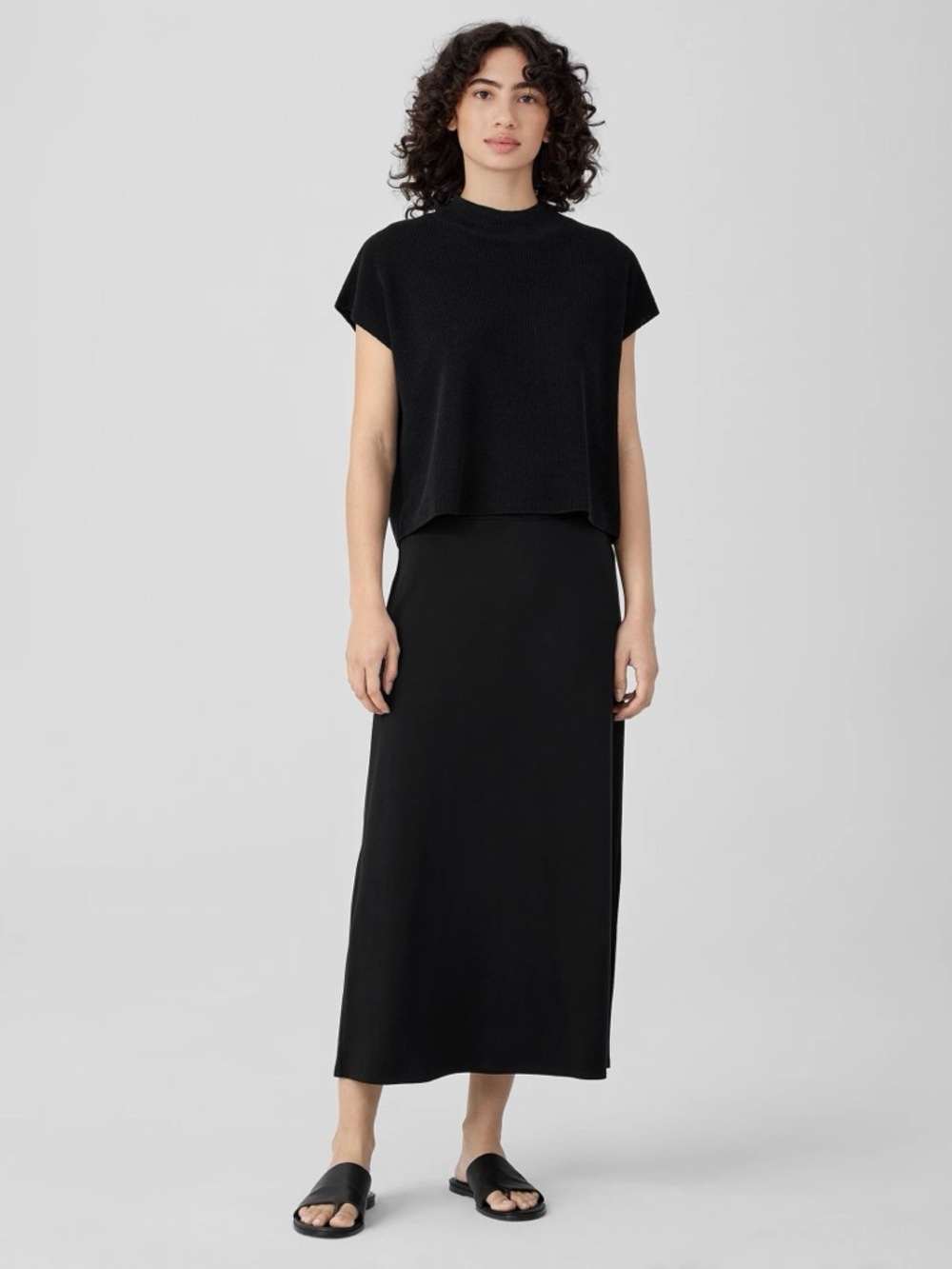 EILEEN FISHER Women's Black Stretch Jersey Knit A-Line Skirt Size 1X